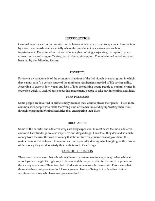 Page 2 – Giving appropriate examples discuss the causes of increased criminal activities in Kenya and make recommendations on how the vice can be addressed. – Kenyaplex