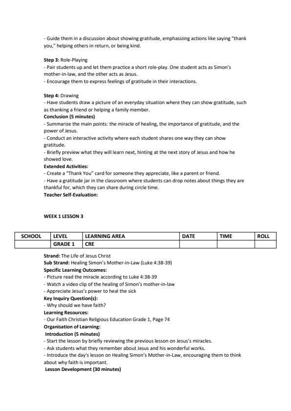 Page 3 – Grade 1 CRE Lesson Plans Term 3 - Our Faith – Kenyaplex