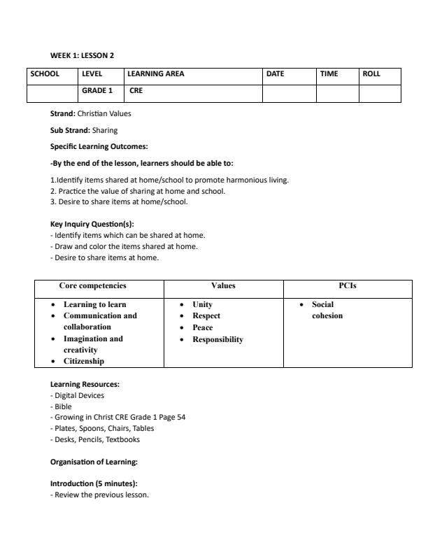 Page 3 – Grade 1 CRE Lesson Plans Term 3 – Kenyaplex