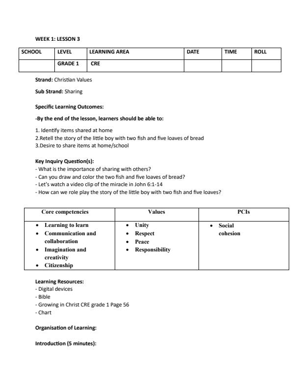 Page 5 – Grade 1 CRE Lesson Plans Term 3 – Kenyaplex
