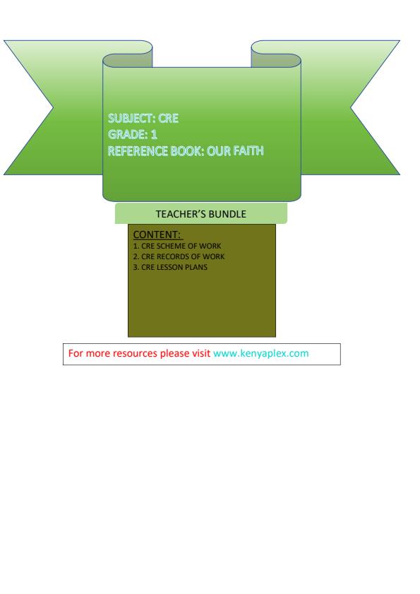 Page 1 – Grade 1 CRE Teacher