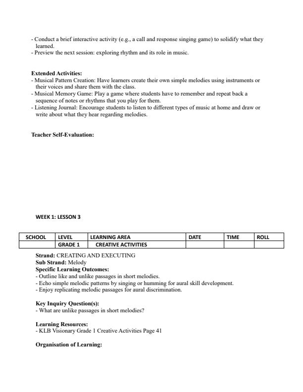 Page 4 – Grade 1 Creative Activities Lesson Plans Term 2 - KLB Visionary – Kenyaplex