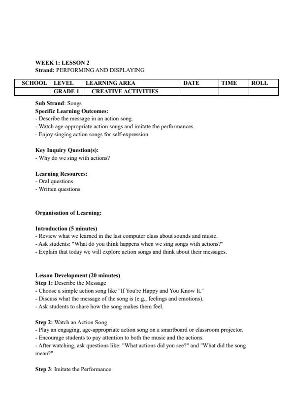 Page 3 – Grade 1 Creative Activities Lesson Plans Term 3 - Bookmark – Kenyaplex