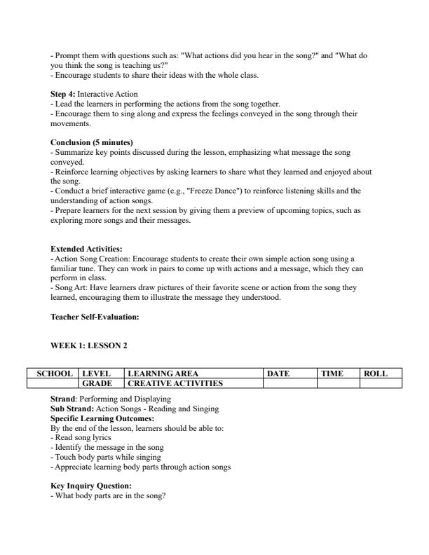 Page 2 – Grade 1 Creative Activities Lesson Plans Term 3 - Mentor – Kenyaplex