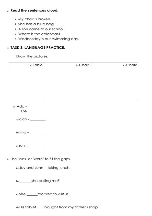 Page 2 – Grade 1 English Activities August 2026 Holiday Assignment – Kenyaplex