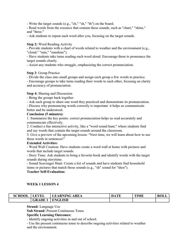 Page 4 – Grade 1 English Lesson Plans Term 2 - KLB Revised Edition – Kenyaplex