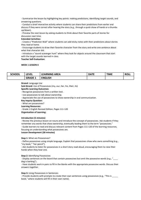 Page 4 – Grade 1 English Lesson Plans Term 3  – Kenyaplex