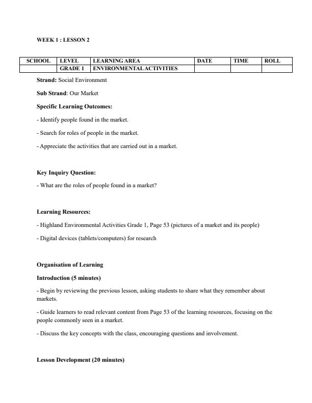 Page 4 – Grade 1 Environmental Activities Lesson Plans Term 2 - Highland – Kenyaplex