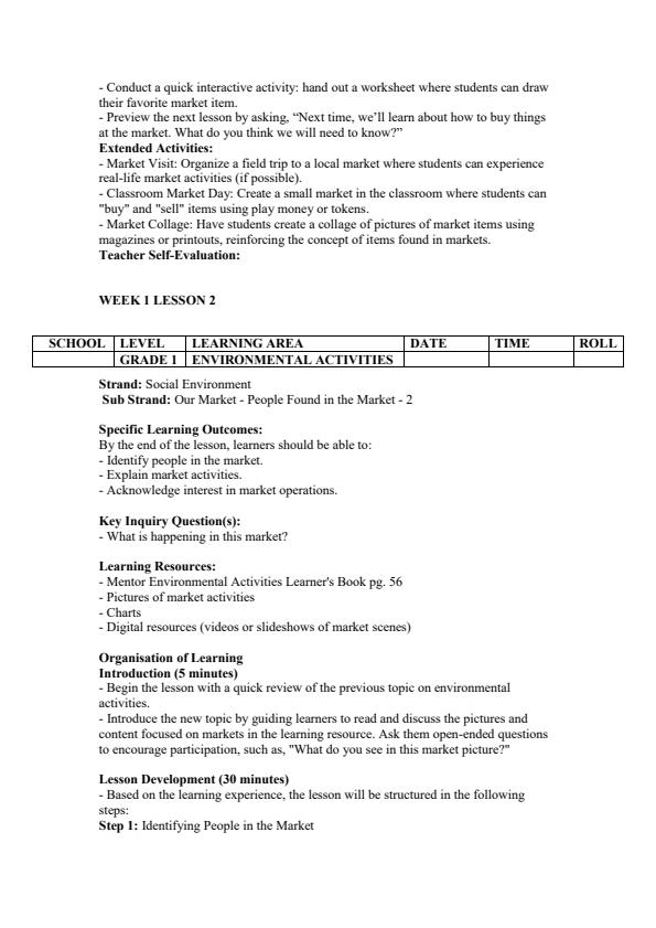 Page 2 – Grade 1 Environmental Activities Lesson Plans Term 2 - Mentor – Kenyaplex
