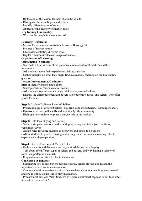 Page 4 – Grade 1 Environmental Activities Lesson Plans Term 2 - Mentor – Kenyaplex