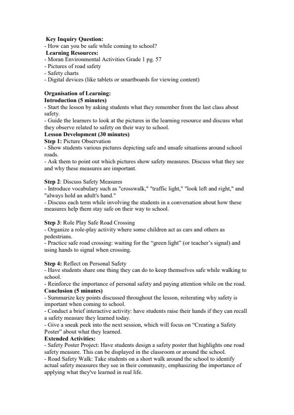 Page 4 – Grade 1 Environmental Activities Lesson Plans Term 2 - Moran – Kenyaplex