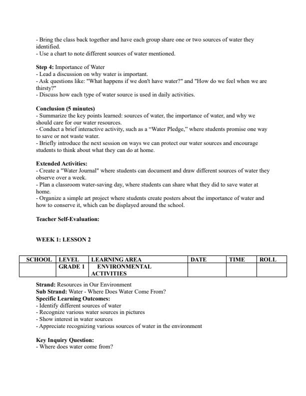 Page 2 – Grade 1 Environmental Activities Lesson Plans Term 3 - Oxford Our Lives Today – Kenyaplex