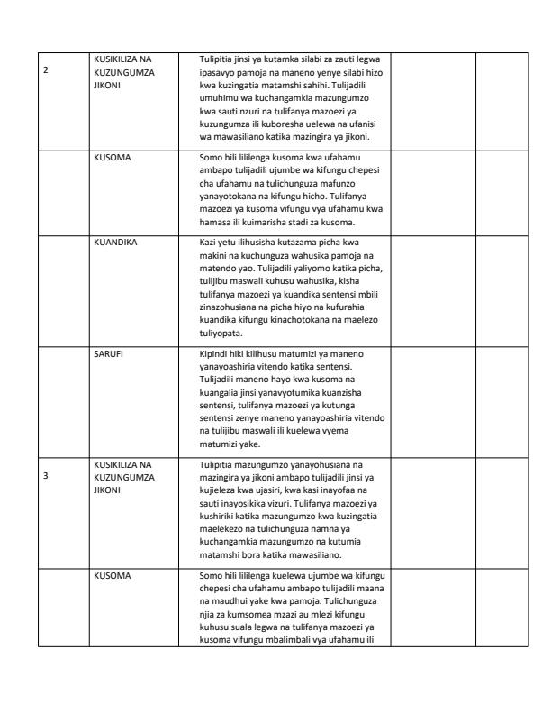 Page 2 – Grade 1 Kiswahili Records of Work Term 3 - KLB Early Grade – Kenyaplex