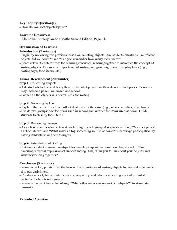 Page 3 – Grade 1 Mathematics Lesson Plans Term 2 - KLB Lower Primary – Kenyaplex