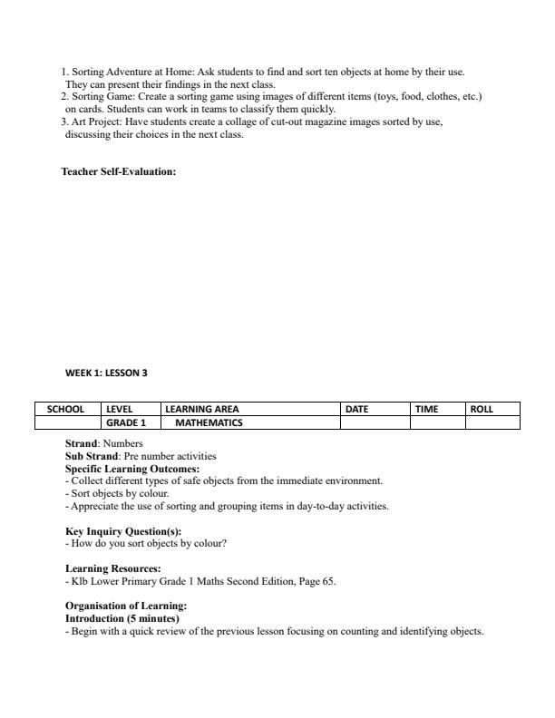 Page 4 – Grade 1 Mathematics Lesson Plans Term 2 - KLB Lower Primary – Kenyaplex