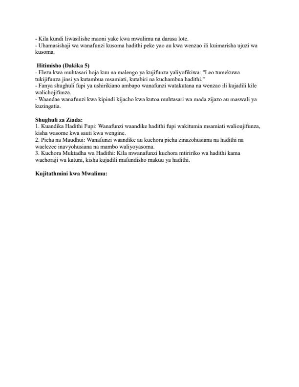 Page 4 – Grade 1 Rationalized Kiswahili Lesson Plans Term 3 - KLB Early Grade – Kenyaplex