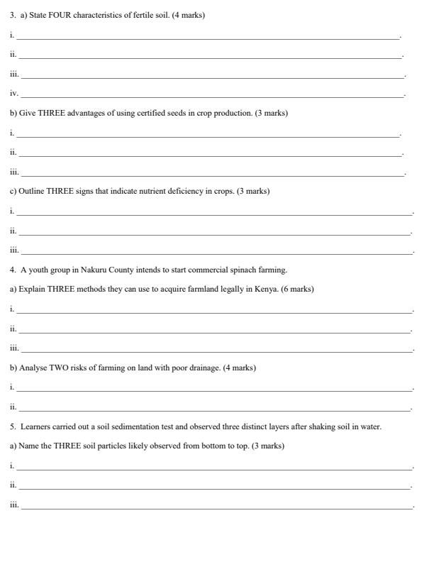 Page 2 – Grade 10 Applied Agriculture April 2026 Holiday Assignment – Kenyaplex