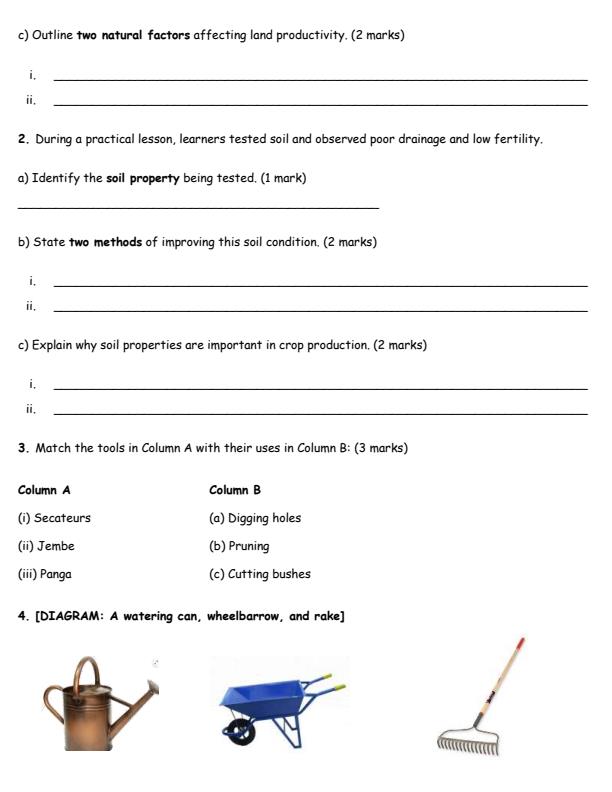 Page 2 – Grade 10 Applied Agriculture August 2026 Holiday Assignment – Kenyaplex