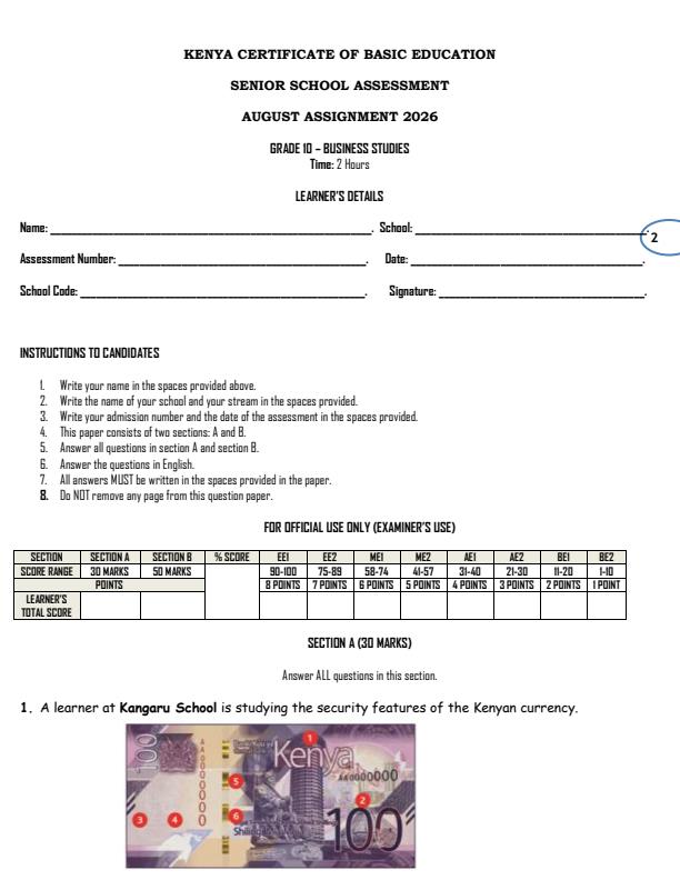 Page 2 – Grade 10 August 2026 Social Science Activities Holiday Assignment - Full Set – Kenyaplex