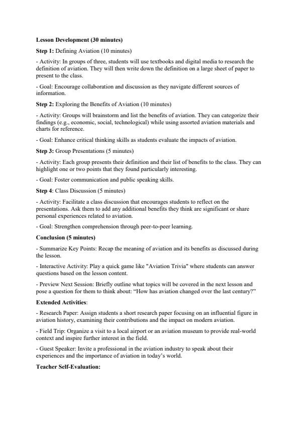 Page 2 – Grade 10 Aviation Technology Lesson Plans Term 1 – Kenyaplex