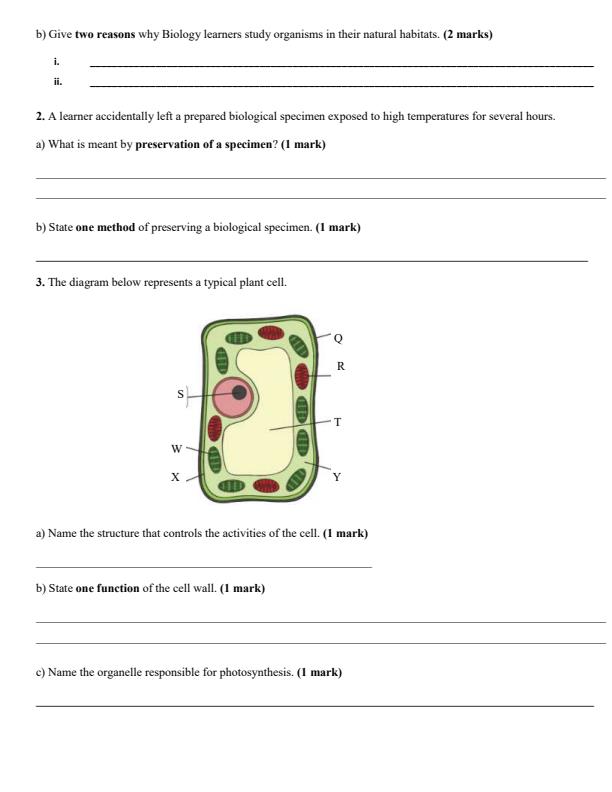 Page 2 – Grade 10 Biology December 2026 Holiday Assignment – Kenyaplex