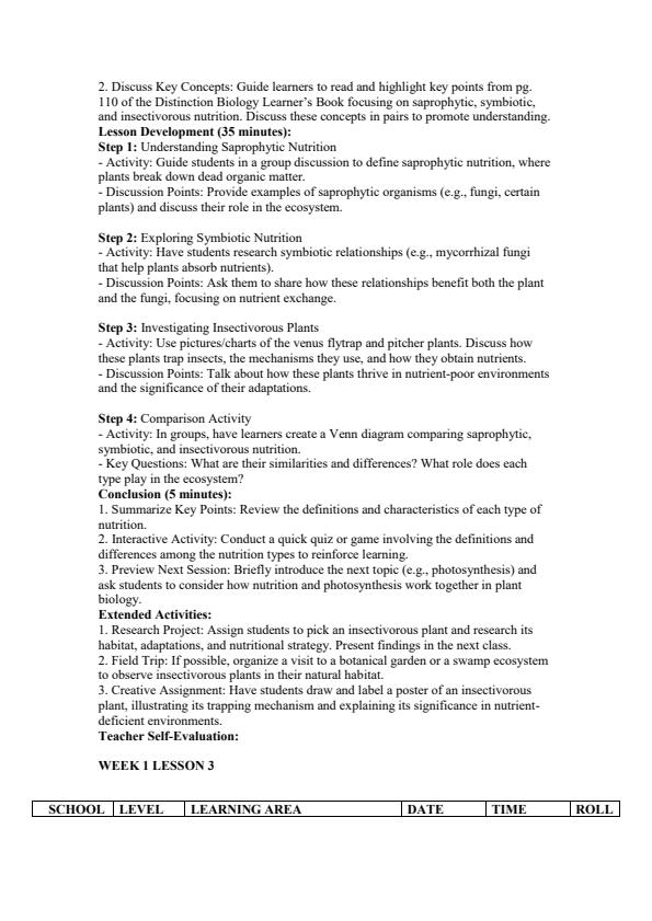 Page 3 – Grade 10 Biology Lesson Plans Term 2 - Distinction – Kenyaplex