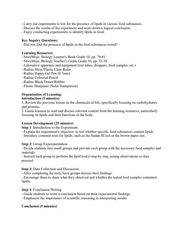 Page 3 – Grade 10 Biology Lesson Plans Term 2 - Storymoja – Kenyaplex