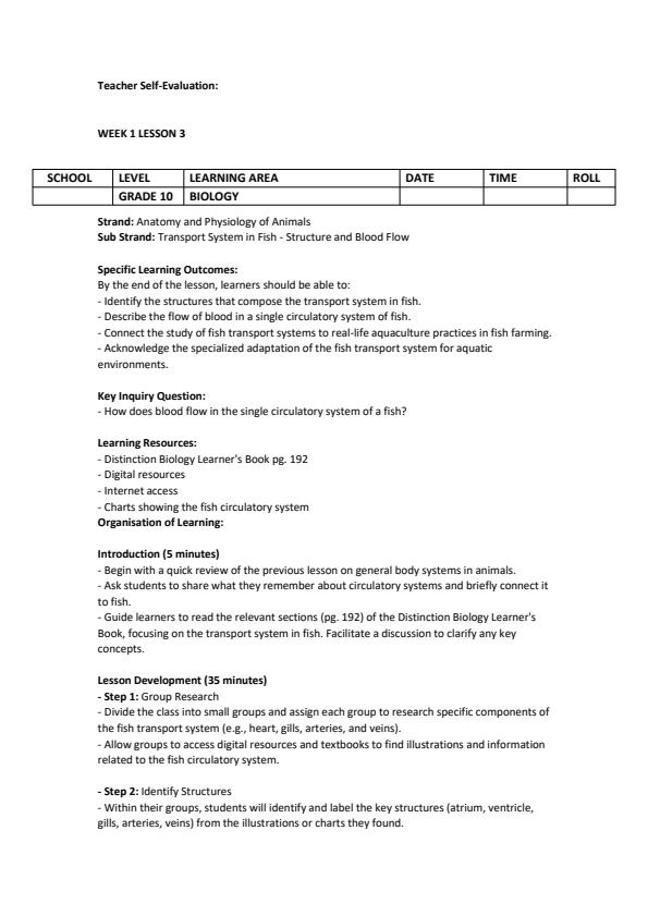 Page 4 – Grade 10 Biology Lesson Plans Term 3 - Distinction – Kenyaplex