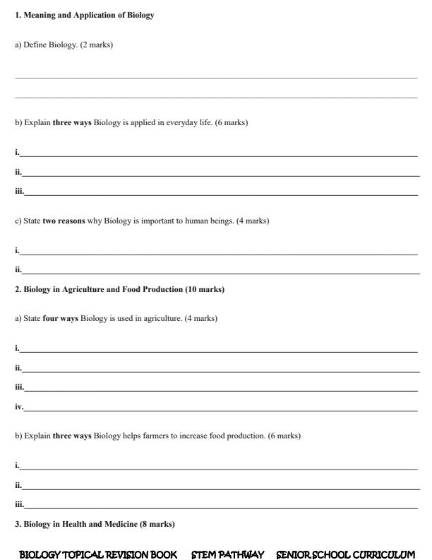 Page 2 – Grade 10 Biology Topical Questions – Kenyaplex