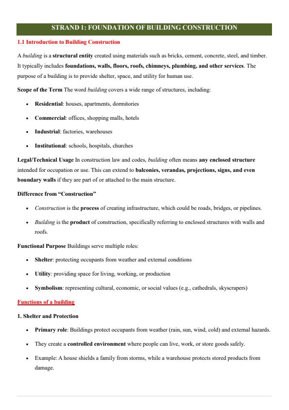 Page 2 – Grade 10 Building and Construction Notes Term 1, 2 and 3 – Kenyaplex