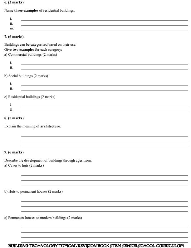 Page 3 – Grade 10 Building and Construction Topical Questions – Kenyaplex
