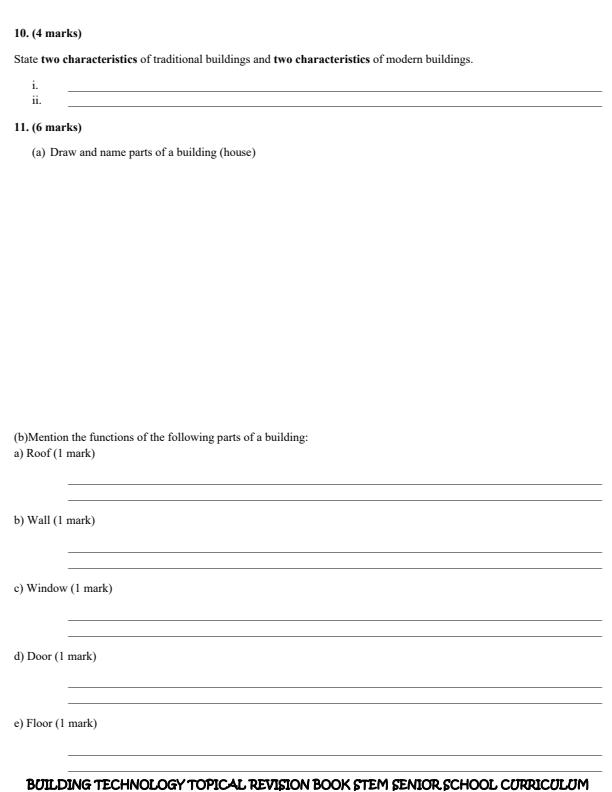 Page 4 – Grade 10 Building and Construction Topical Questions – Kenyaplex