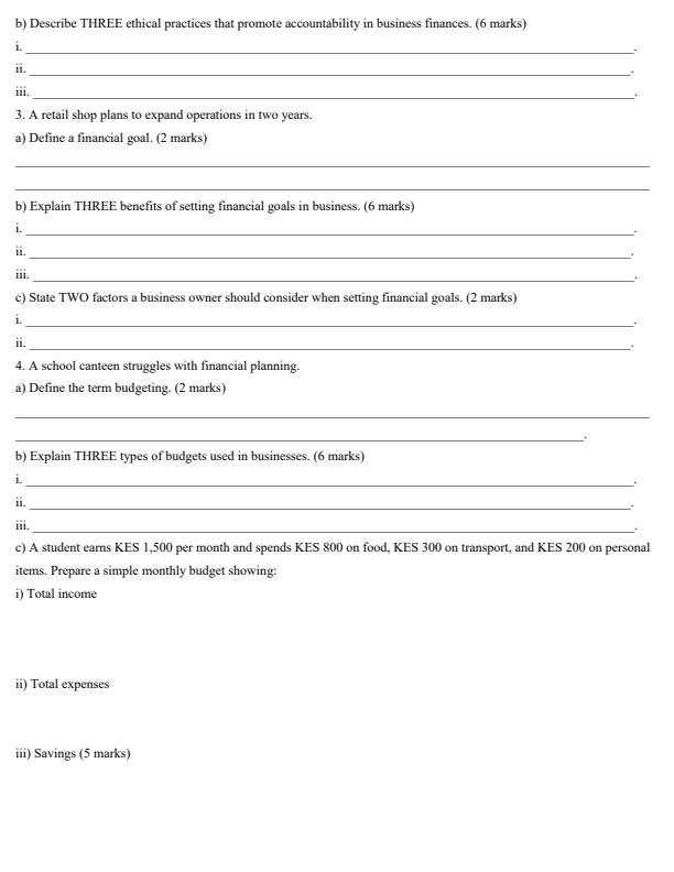 Page 2 – Grade 10 Business Studies April 2026 Holiday Assignment – Kenyaplex
