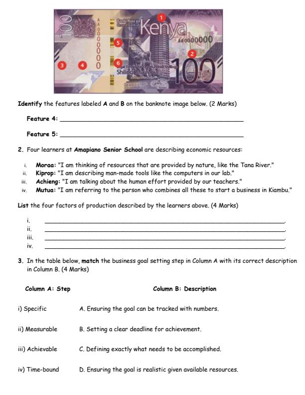 Page 2 – Grade 10 Business Studies August 2026 Holiday Assignment – Kenyaplex