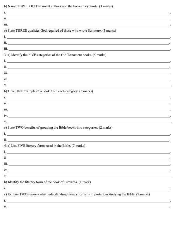 Page 2 – Grade 10 CRE April 2026 Holiday Assignment – Kenyaplex