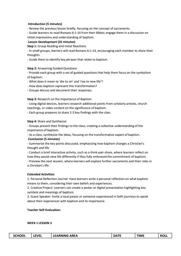 Page 3 – Grade 10 CRE Lesson Plans Term 3 - Hummingbird – Kenyaplex