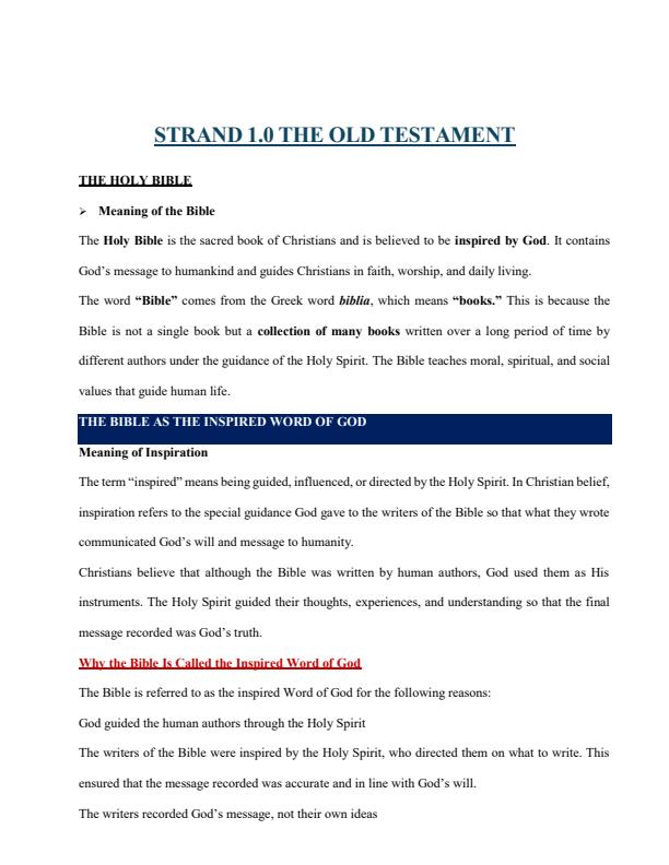 Page 2 – Grade 10 CRE Notes Term 1, 2 and 3 – Kenyaplex