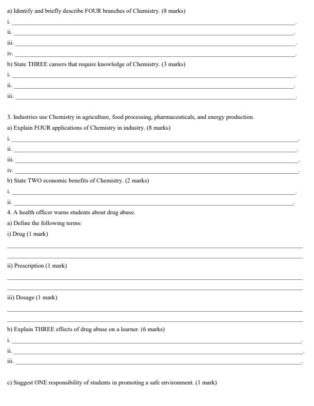 Page 2 – Grade 10 Chemistry April 2026 Holiday Assignment – Kenyaplex