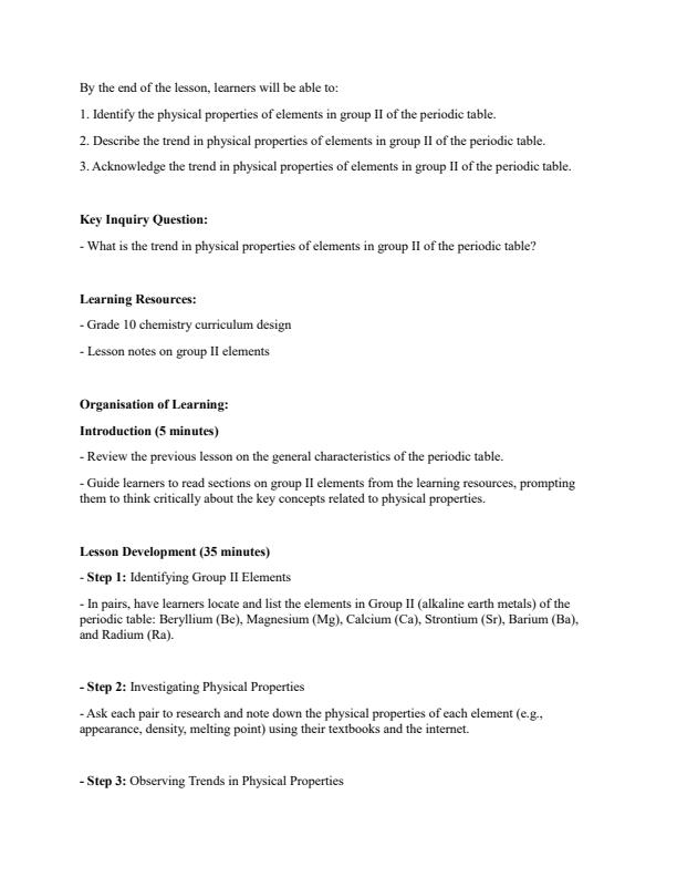 Page 4 – Grade 10 Chemistry Lesson Plans Term 2 – Kenyaplex