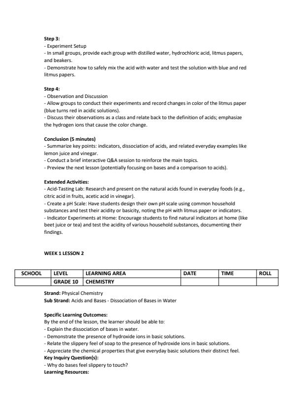 Page 2 – Grade 10 Chemistry Lesson Plans Term 3 - Front Row – Kenyaplex