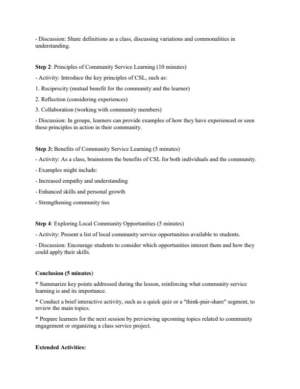 Page 2 – Grade 10 Community Service Learning Lesson Plans Term 1 – Kenyaplex