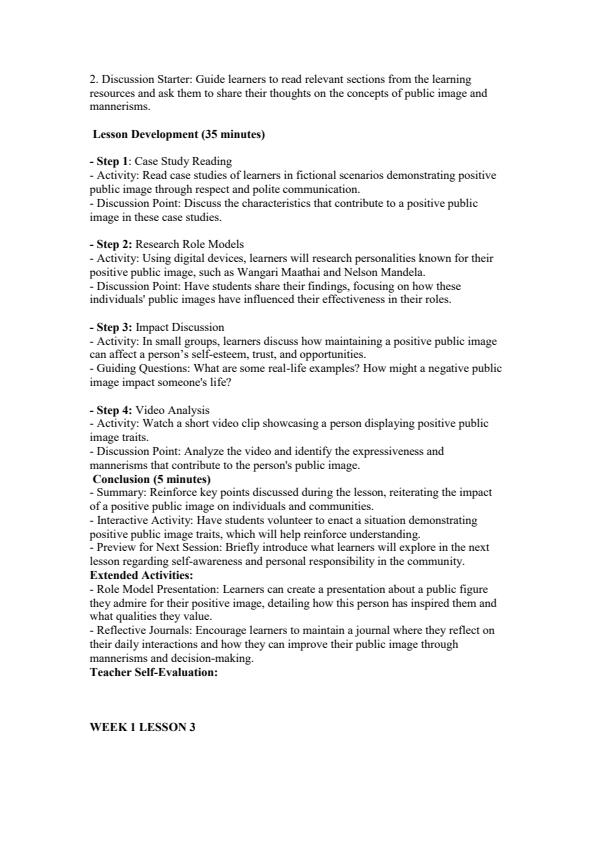 Page 3 – Grade 10 Community Service Learning Lesson Plans Term 2 - Oxford – Kenyaplex