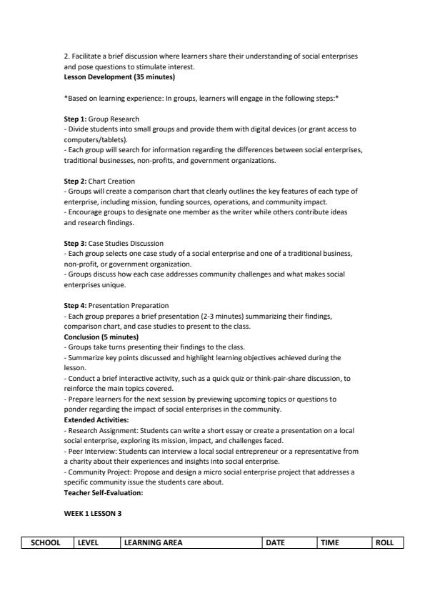 Page 3 – Grade 10 Community Service Learning Lesson Plans Term 3 - MTP – Kenyaplex