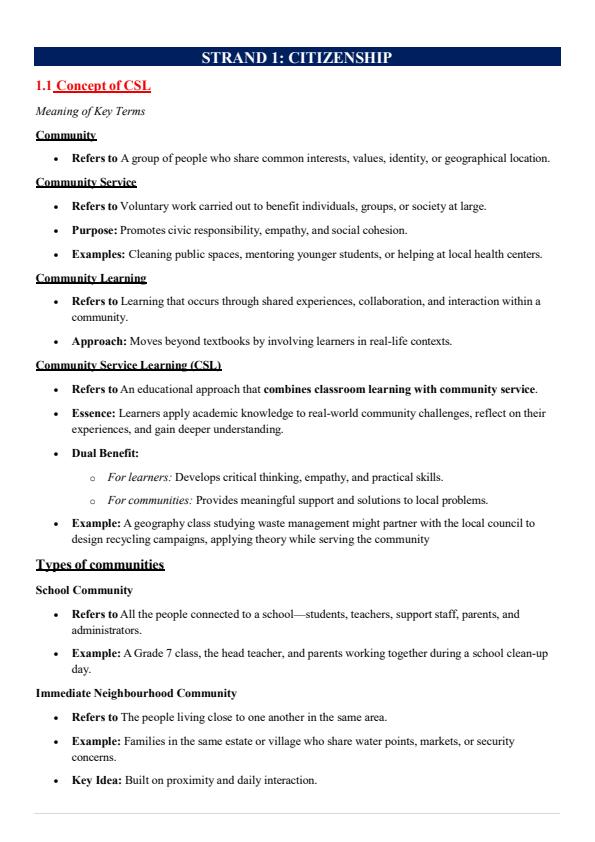 Page 2 – Grade 10 Community Service Learning Notes Term 1, 2 and 3 – Kenyaplex