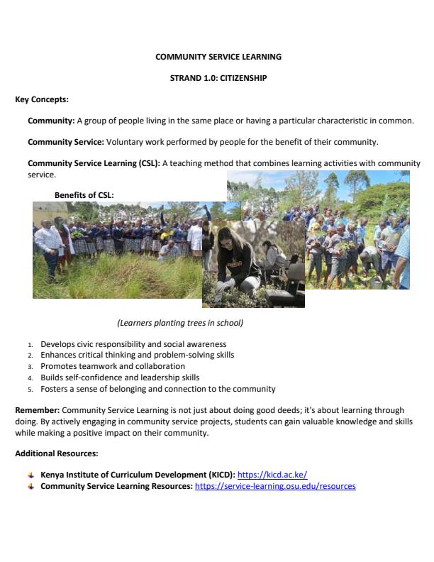 Page 2 – Grade 10 Community Service Learning Notes Term 1, 2 and 3 – Kenyaplex