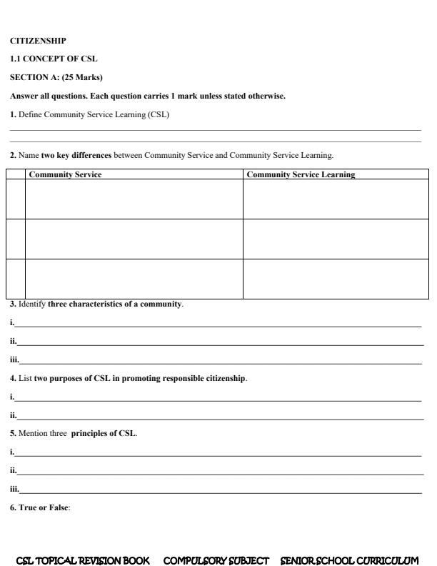 Page 2 – Grade 10 Community Service Learning Topical Questions – Kenyaplex