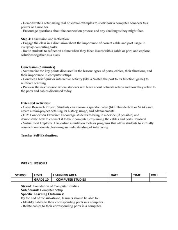 Page 2 – Grade 10 Computer Studies Lesson Plans Term 2 - Open – Kenyaplex