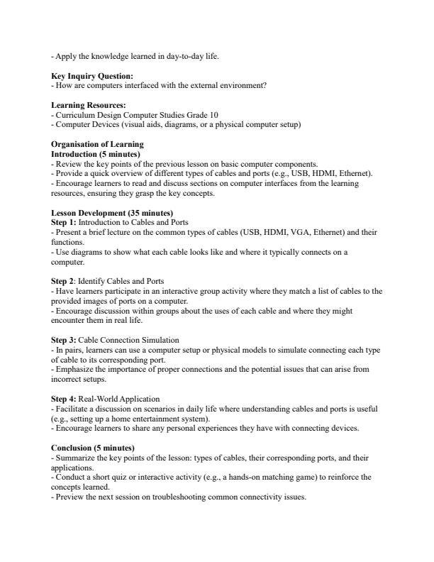 Page 3 – Grade 10 Computer Studies Lesson Plans Term 2 - Open – Kenyaplex