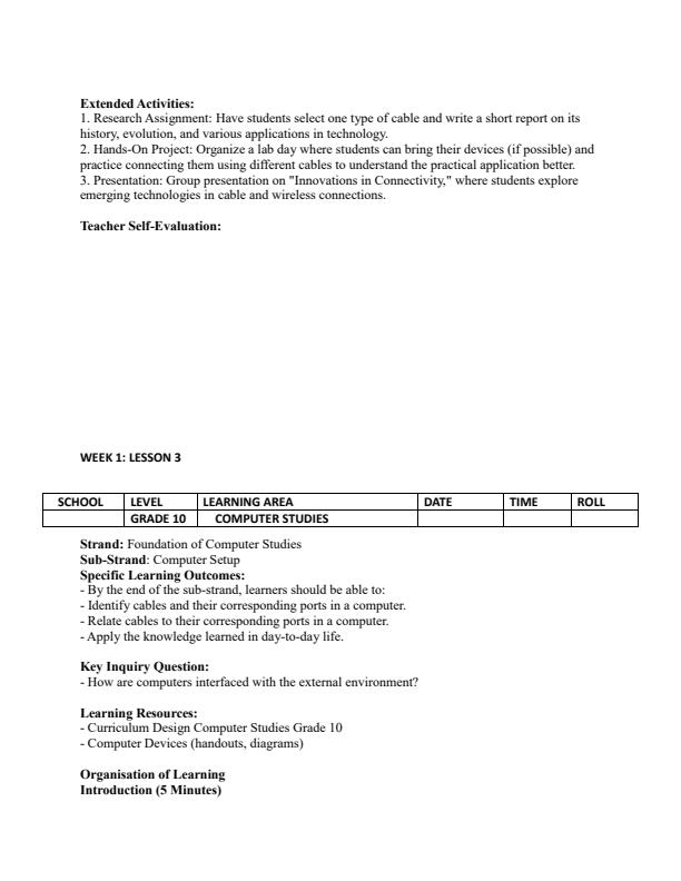 Page 4 – Grade 10 Computer Studies Lesson Plans Term 2 - Open – Kenyaplex