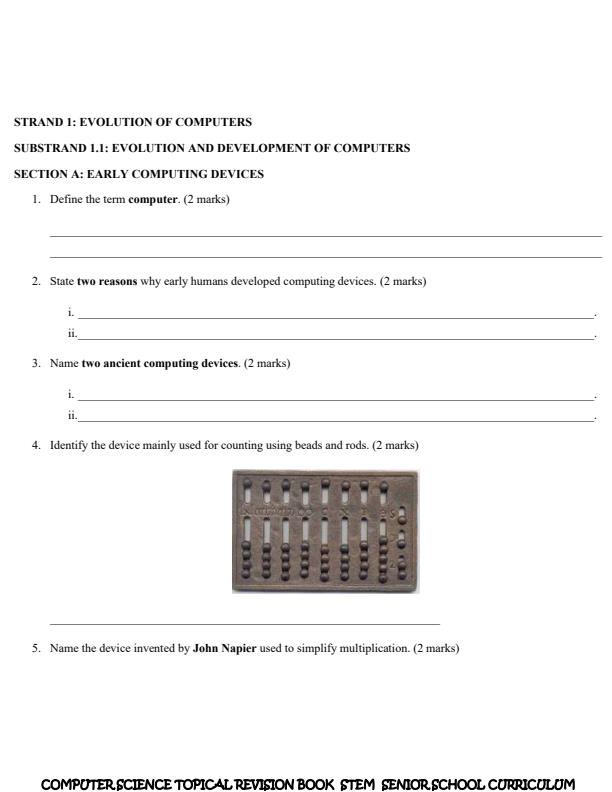 Page 2 – Grade 10 Computer Studies Topical Questions – Kenyaplex